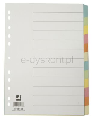 Q-Connect Przekładki Karton, A4, 223X297Mm, 12 Kart, Mix Kolorów 