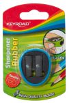 Keyroad Temperówka, plastikowa, podwójna, z gumką, blister, mix kolorów - 2