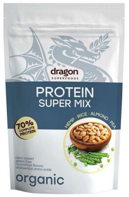 Dragon Superfoods Białko Super Mix, 70% Białka Z Amino Kwasami, Wegańskie, Bezglutenowe Bio 500 G