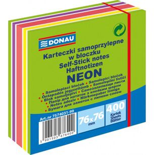 Kostka samoprzylepna DONAU, 76x76mm, 1x400 kart., neon-pastel, mix zielony