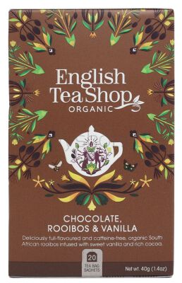 English Tea Shop Herbatka Ziołowa Rooibos Z Ziarnami Kakaowca I Laską Wanilii (20X2) Bio 40 G