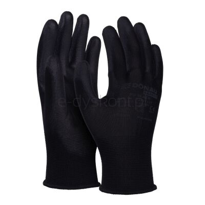 Donau Rękawice Safety Pu Black, Kat. Ii, Rozm. 10, Czarne