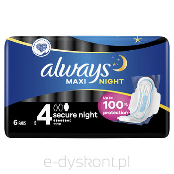 Always Podpaski Maxi Secure Night Rozmiar 4 6 Szt