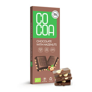 Czekolada Z Orzechami Laskowymi 70 % Mniej Cukru Bio 40 G - Cocoa [BIO]