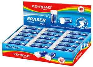 Keyroad Gumka uniwersalna Mini, 40x18x12 mm, pakowane na displayu, biała