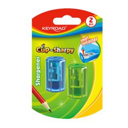Keyroad Temperówka plastikowa CUP-SHARPY, pojedyncza, z pojemnikiem, średnica: 8mm, 2szt, blister