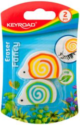 Keyroad Gumka Uniwersalna Ślimak, 2Szt., Blister, Mix Kolorów