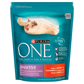 Purina One Sensitive Pełnoporcjowa karma dla dorosłych kotów bogata w indyka i ryż 800 g