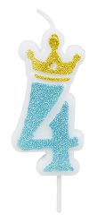 Świeczka Part Go, cyfra 4, 6,8cm, niebieska
