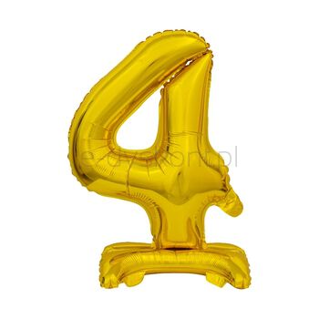 Beauty&Charm Balon Foliowy Cyfra Stojąca 4, Złota, 38 Cm