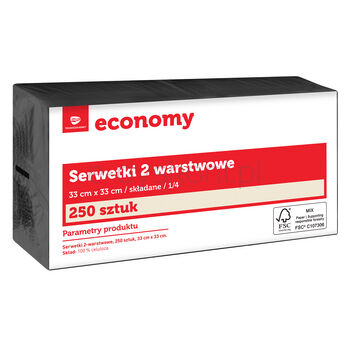 TG Economy Serwetka 33x33 cm, 2 warstwowa Czarna 250 sztuk