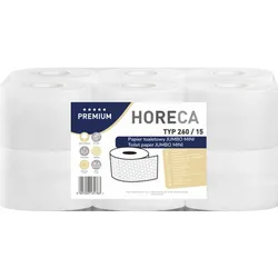 Horeca Premium Papier Toaletowy Jumbo Mini Typ 260/15 12 Rolek 3-Warstwowy