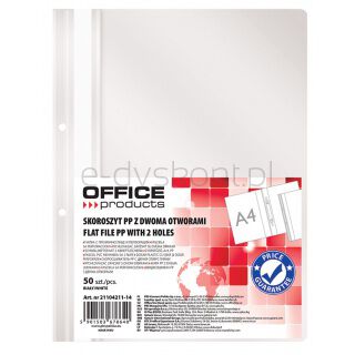 Office Products Skoroszyt, PP, A4, 2 otwory, 100/170mikr., wpinany, biały [BIURO]