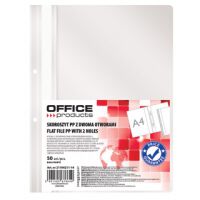 Office Products Skoroszyt, PP, A4, 2 otwory, 100/170mikr., wpinany, biały [BIURO]