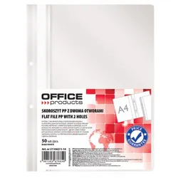 Office Products Skoroszyt, PP, A4, 2 otwory, 100/170mikr., wpinany, biały