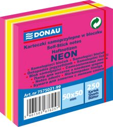 Donau Mini kostka samoprzylepna 50x50mm, 1x250 kart., neon-pastel, mix różowy