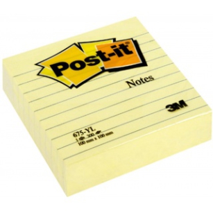Karteczki samoprzylepne POST-IT w linie (675-YL), 100x100mm, 1x300 kart., żółte