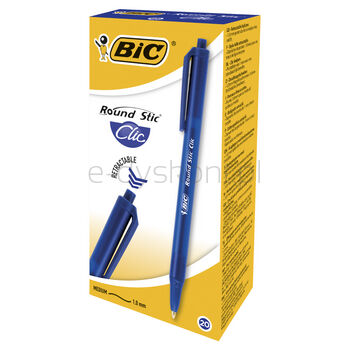 Bic Długopis Round Stic Clic niebieski pudełko 20szt