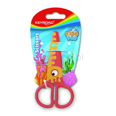 Keyroad Nożyczki Szkolne 12,2cm, bezpieczne, ryba, blister, pomarańczowy