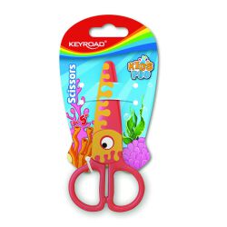 Keyroad Nożyczki Szkolne 12,2cm, bezpieczne, ryba, blister, pomarańczowy