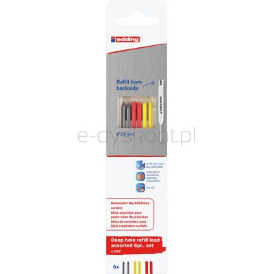 Wymienne Wkłady E-8881 Edding Do Ołówka E-8880, 6 Szt., Blister, Mix Kolorów