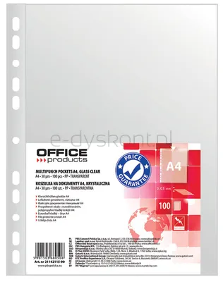 Office Products Koszulki Na Dokumenty Pp, A4, Krystal, 30Mikr., 100Szt. 