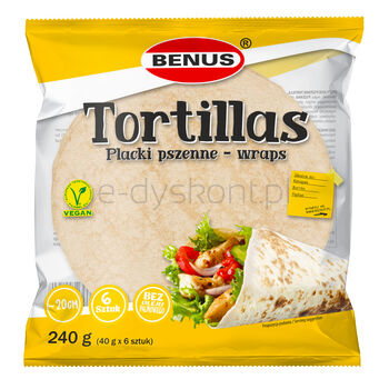 Benus Tortillas Placki Pszenne - Wraps 240 G (40 G X 6 Szt.)