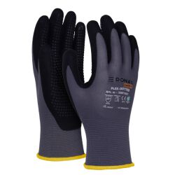 Donau Rękawice Safety Flex-Dotted, Kat. Ii, Rozm. 8, Szare