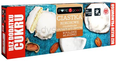 Pure & Good Ciastka Kokosowe Z Karmelem I Orzeszkami Ziemnymi W Polewie Mlecznej Bez Dodatku Cukru 128G