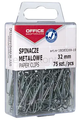 Spinacze Metalowe Office Products, 32Mm, W Pudełku, 75Szt., Srebrne