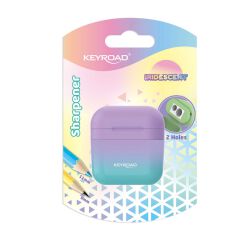 Keyroad Temperówka plastikowa, opalizująca, podwójna, blister, mix kolorów