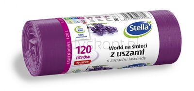 Stella Worki na śmieci z uszami zapach lawendy, 120 l, 10 szt., lawendowy