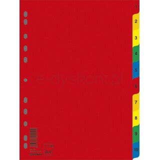Donau Przekładki PP, A4, 230x297mm, 1-10, 10 kart, mix kolorów