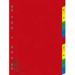 Donau Przekładki PP, A4, 230x297mm, 1-10, 10 kart, mix kolorów