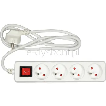Vorel Przedłużacz Elektryczny Biały 1,5 M Z Wyłącznikiem, 4 Gniazda Z Uziemieniem