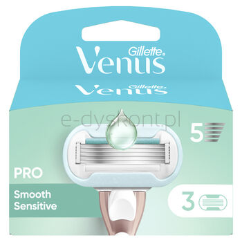 Gillette Venus Pro Smooth Sensitive Ostrza dla Kobiet do Skóry Wrażliwej, 3 Wkłady Wymienne