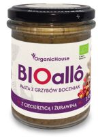 Organichouse Bioallo Pasta Z Grzybów Boczniak Z Ciecierzycą I Żurawiną Bezglutenowa Bio 180 G