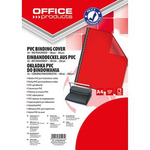 Okładki Do Bindowania Office Products, Pvc, A4, 200Mikr., 100Szt., Czerwone Transparentne