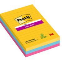 Post-It Karteczki samoprzylepne Super Sticky w linie (4690-SS3RIO-EU), 101x152mm, 3x90 kart., paleta Carnival [BIURO]