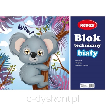 Blok techniczny biały 10 kartek, A3, REXUS, BENIAMIN