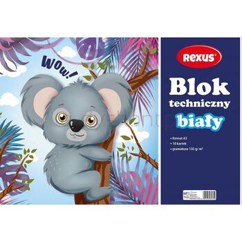 Rexus Blok techniczny biały 10 kartek, A3, 