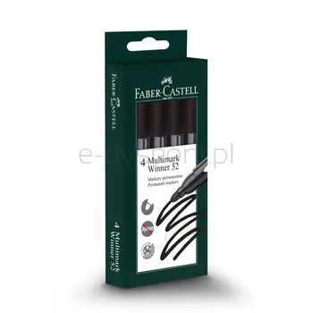 Faber-Castell Marker permanentny Multimark Winner 52 okrągła końcówka 4 sztuki czarne opakowanie kartonowe 