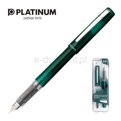 Platinum Pióro wieczne Prefounte Dark Emerald, F, W Plastikowym Opakowaniu, Na Blistrze, Zielone