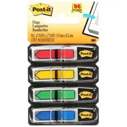 Post-It Zakładki indeksujące (684-ARR3), PP, 11,9x43,1mm, strzałka, 4x24 kart., mix kolorów 