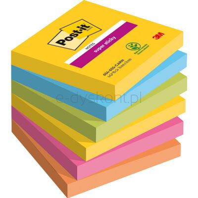 Post-It Karteczki Samoprzylepne Super Sticky, Carnival, 76X76Mm, 6X90 Kart. 