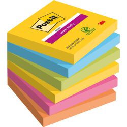 Post-It Karteczki Samoprzylepne Super Sticky, Carnival, 76X76Mm, 6X90 Kart. 