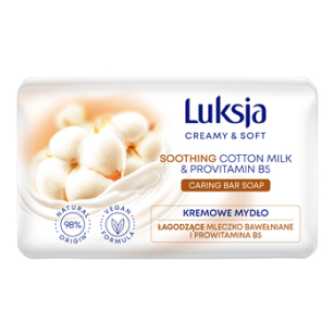 Luksja Creamy & Soft Kremowe mydło w kostce Mleczko bawełniane i Prowitamina B5 90 g