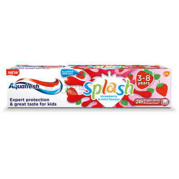 Aquafresh Pasta Do Zębów Splash Dla Dzieci W Wieku 3-8 Lat Do Zębów Mlecznych I Stałych O Smaku Truskawkowym 50 Ml