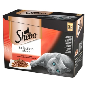 Sheba Selection in Sauce Kolekcja soczystych smaków Karma pełnoporcjowa 1,02 kg (12 saszetek)