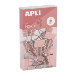 Apli Klipy Do Dokumentów Up North, 19mm, 15szt, pudełko z zawieszką, różowe